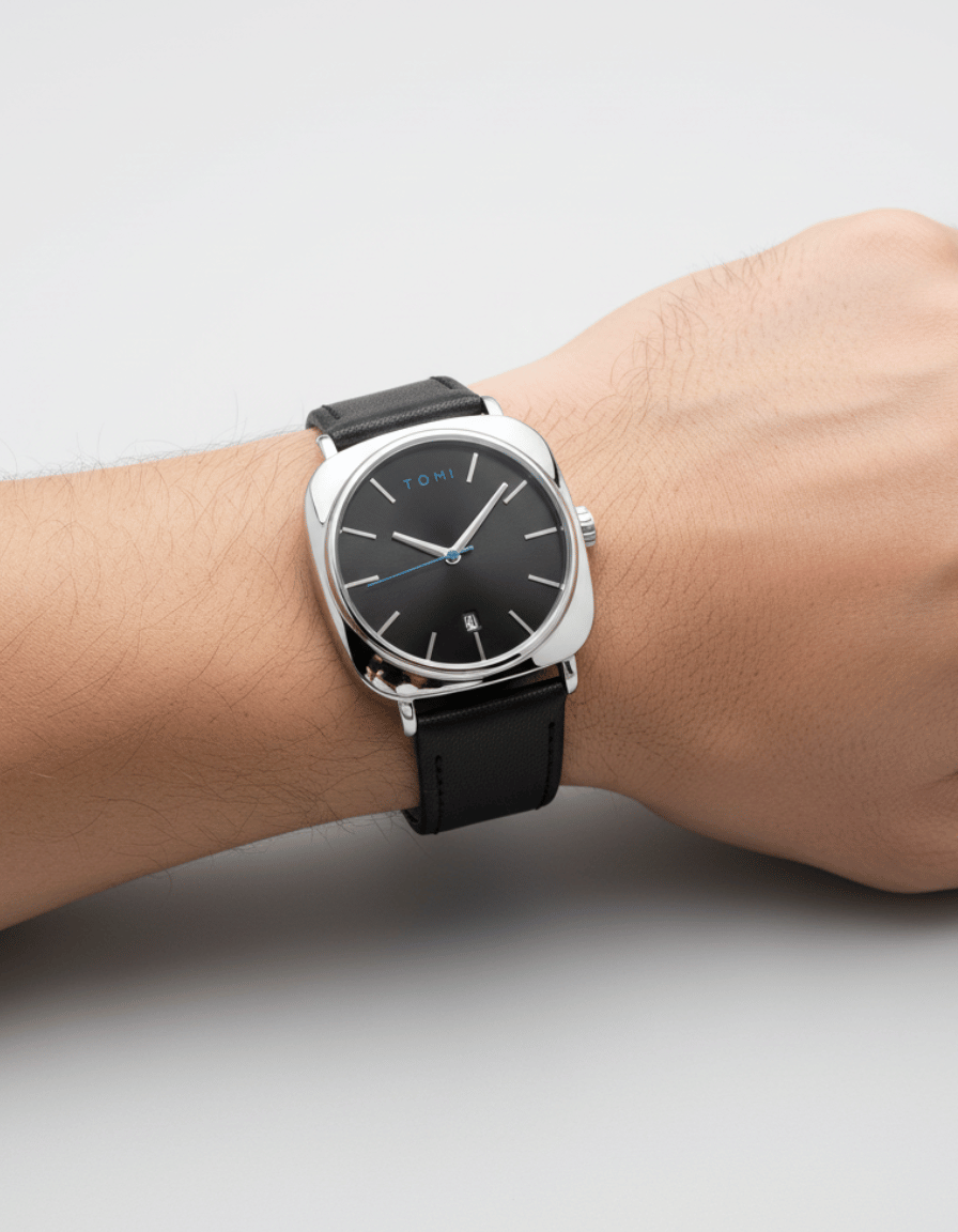 CushionEdge Black Quartz Classic Analog Watch