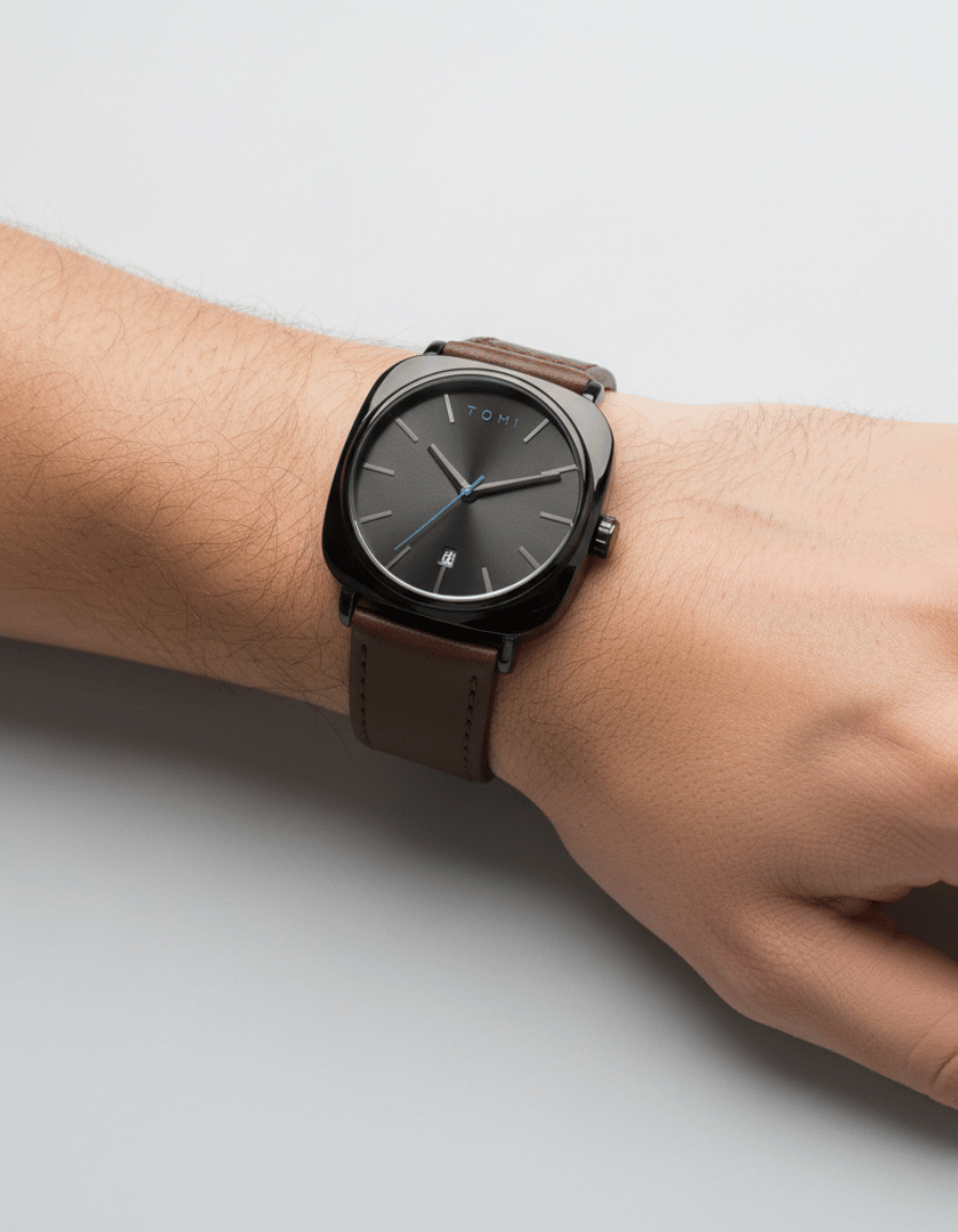 CushionEdge Dark Coffee Quartz Classic Analog Watch