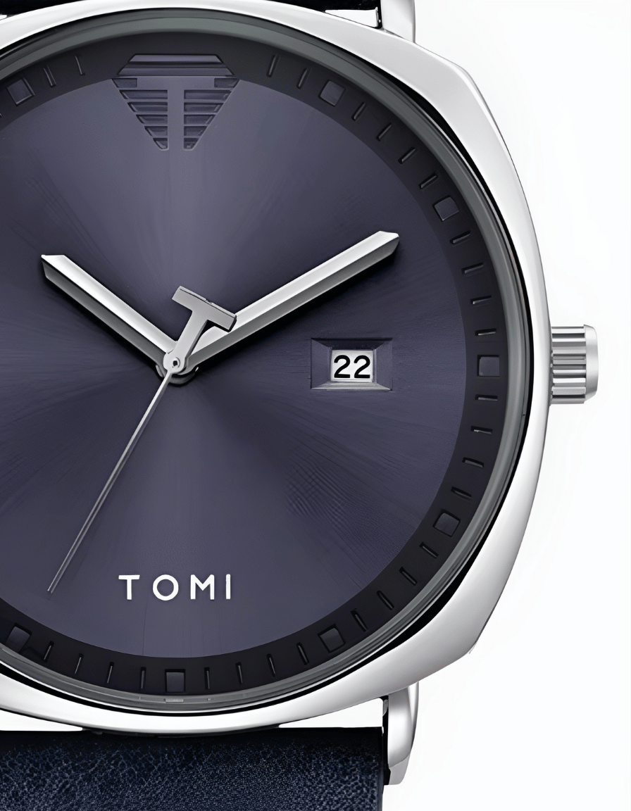 CushionPrime Blue Silver Gift Box Quartz Business Analog Watch + Pen