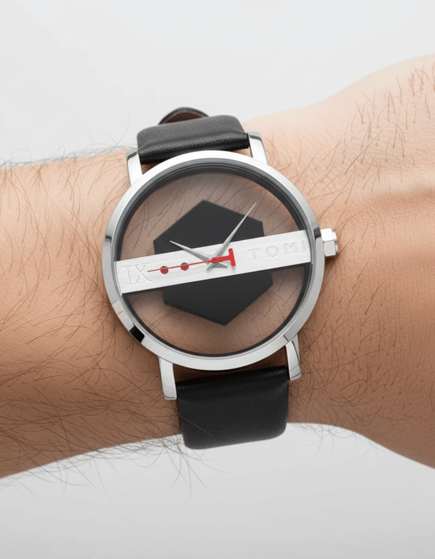 VoidLine Black Quartz Artistic Hollow Analog Watch