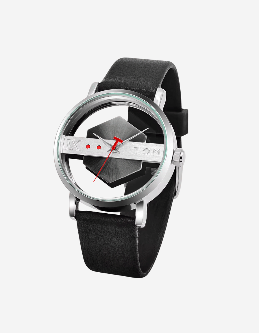 VoidLine Black Quartz Artistic Hollow Analog Watch
