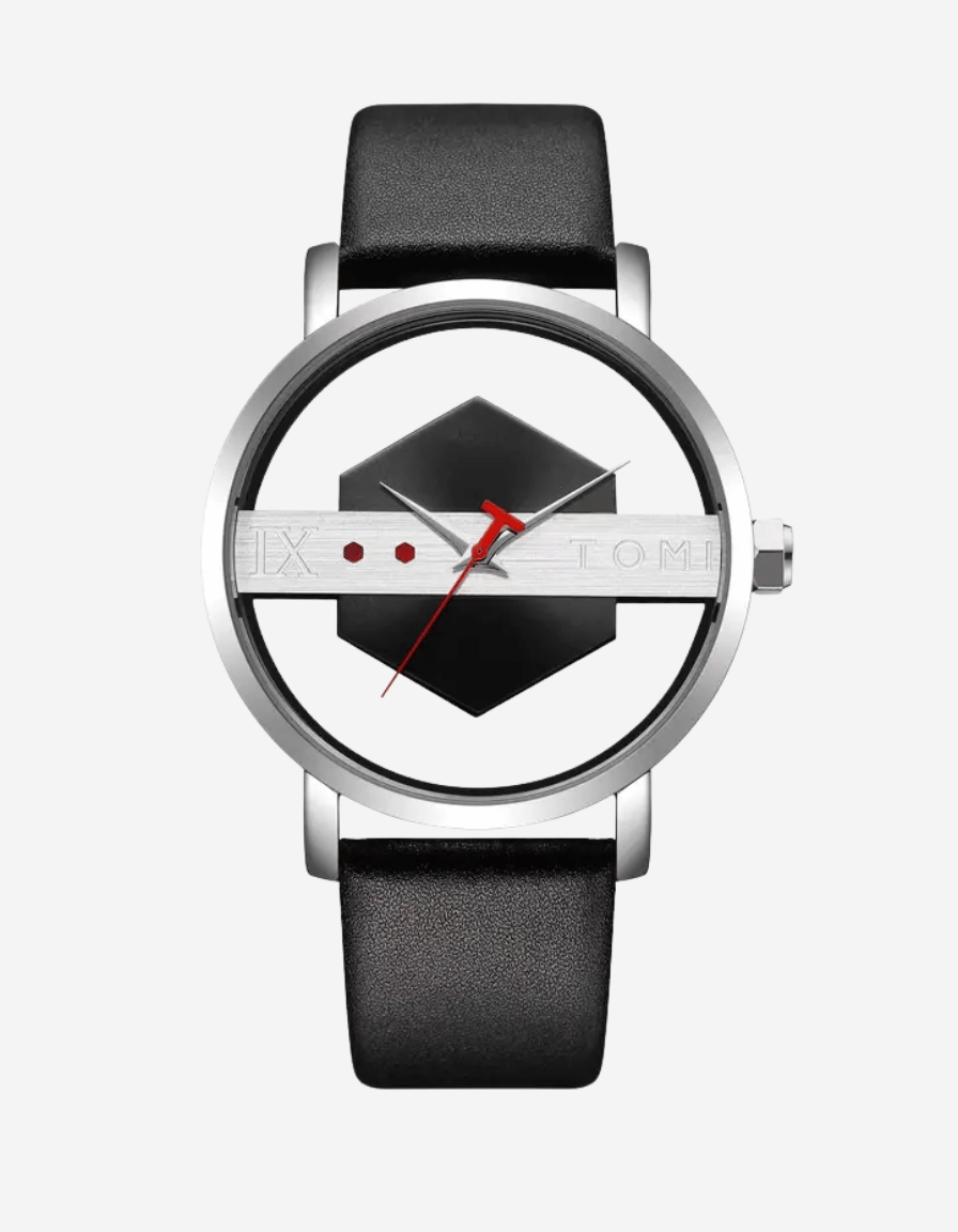 VoidLine Black Quartz Artistic Hollow Analog Watch