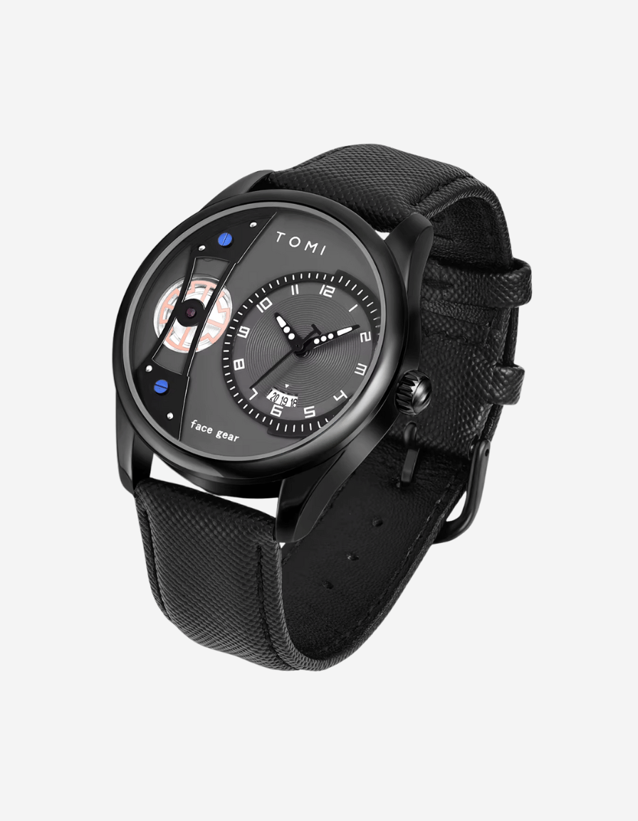 GearVista Black Quartz Artistic Analog Watch With 2 Straps (Gift Box Edition)