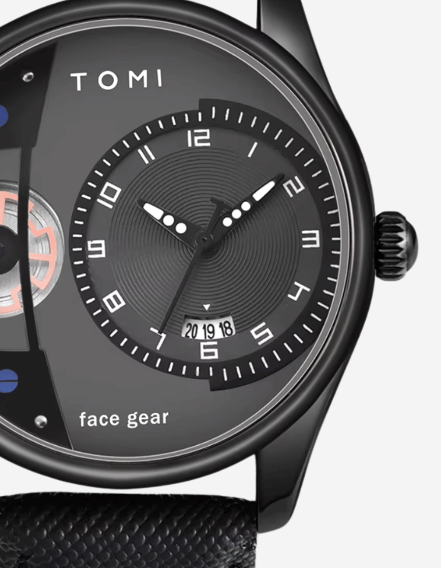 GearVista Black Quartz Artistic Analog Watch With 2 Straps (Gift Box Edition)