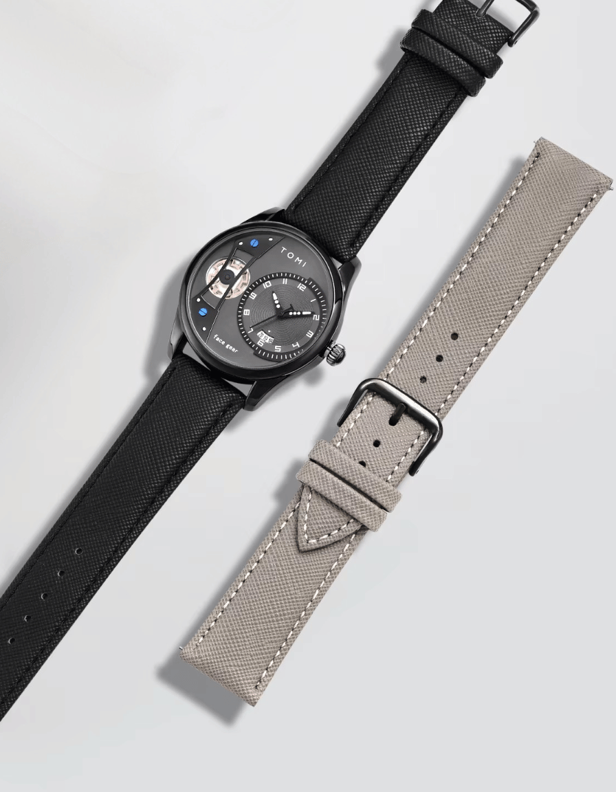 GearVista Black Quartz Artistic Analog Watch With 2 Straps (Gift Box Edition)