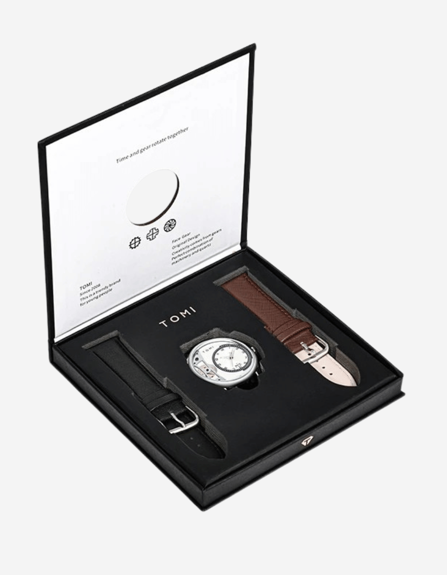 GearVista Silver Quartz Artistic Analog Watch With 2 Straps (Gift Box Edition)