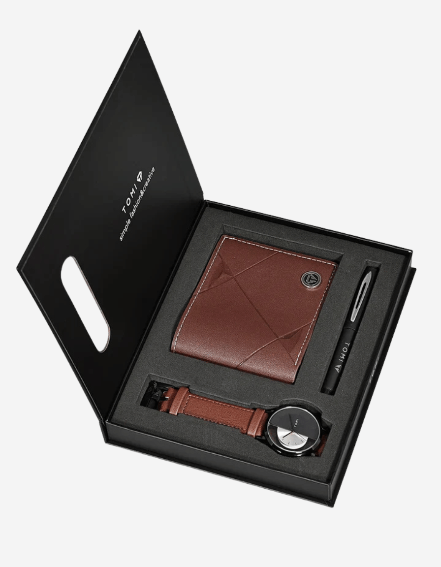 ExecutiveSet Brown Luxury Business Gift Box (Watch + Wallet + Pen)