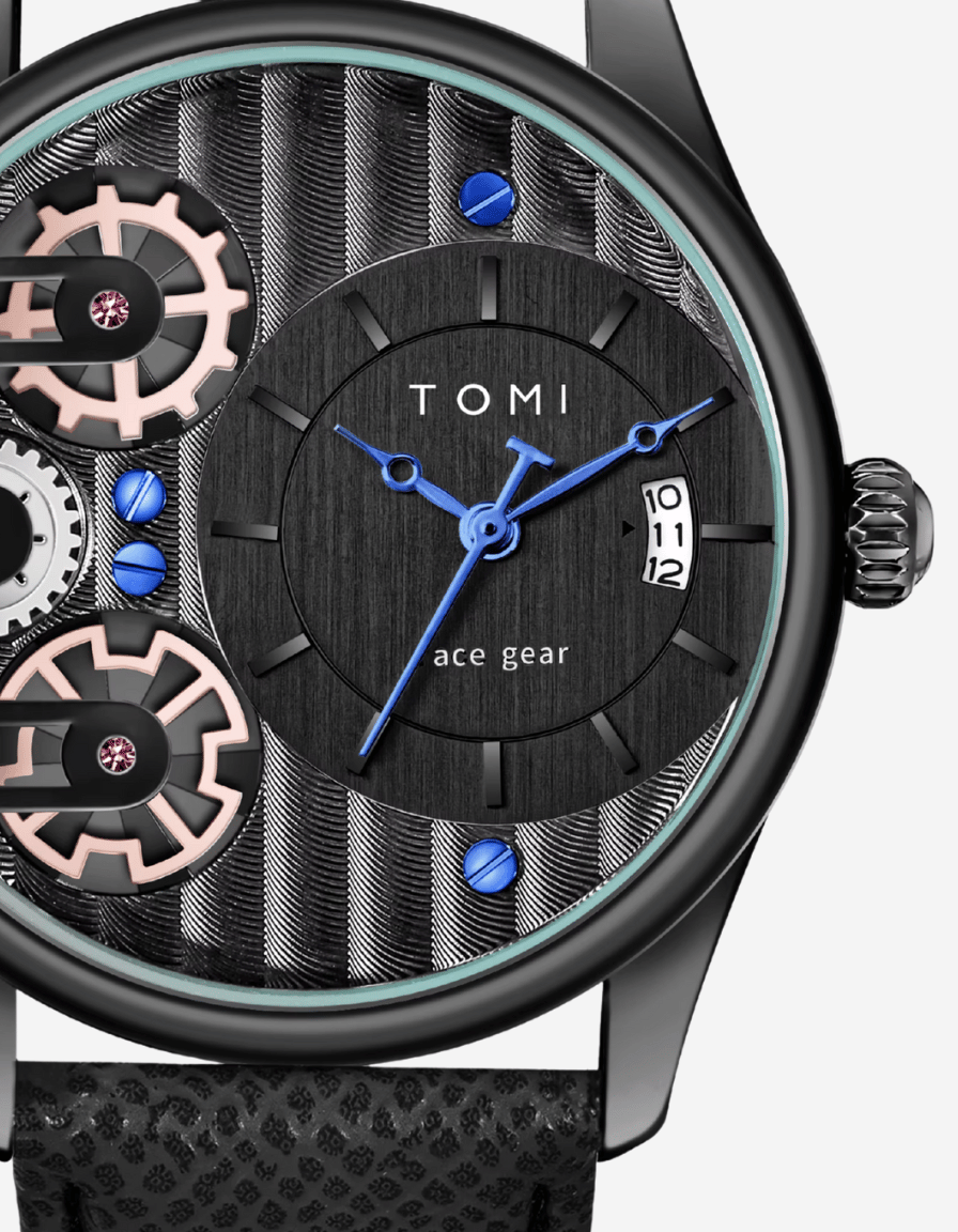 GearLine Black Gift Box Quartz Analog Watch with Two Straps