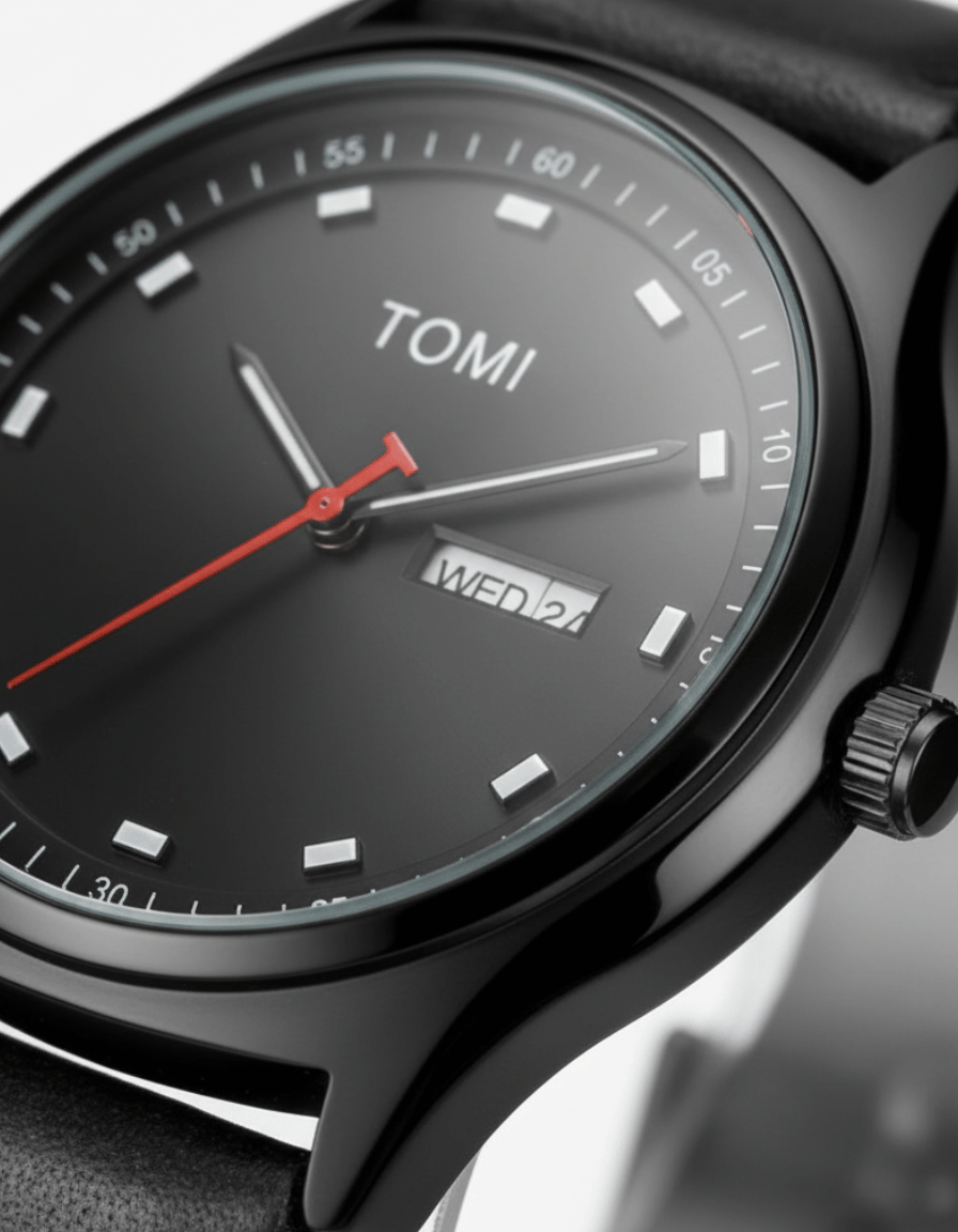 Daymark Black Classic Analog Calendar Watch