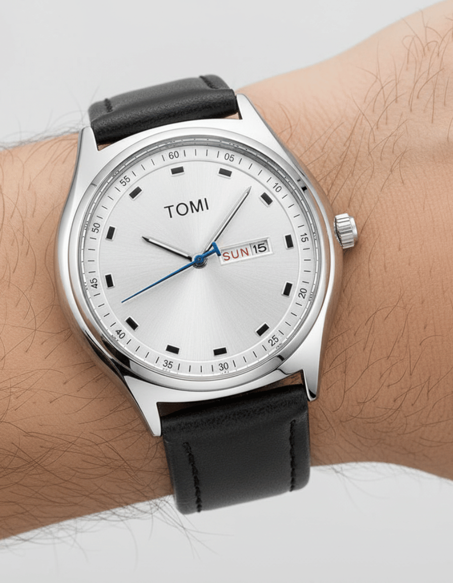 Daymark Silver Classic Analog Calendar Watch