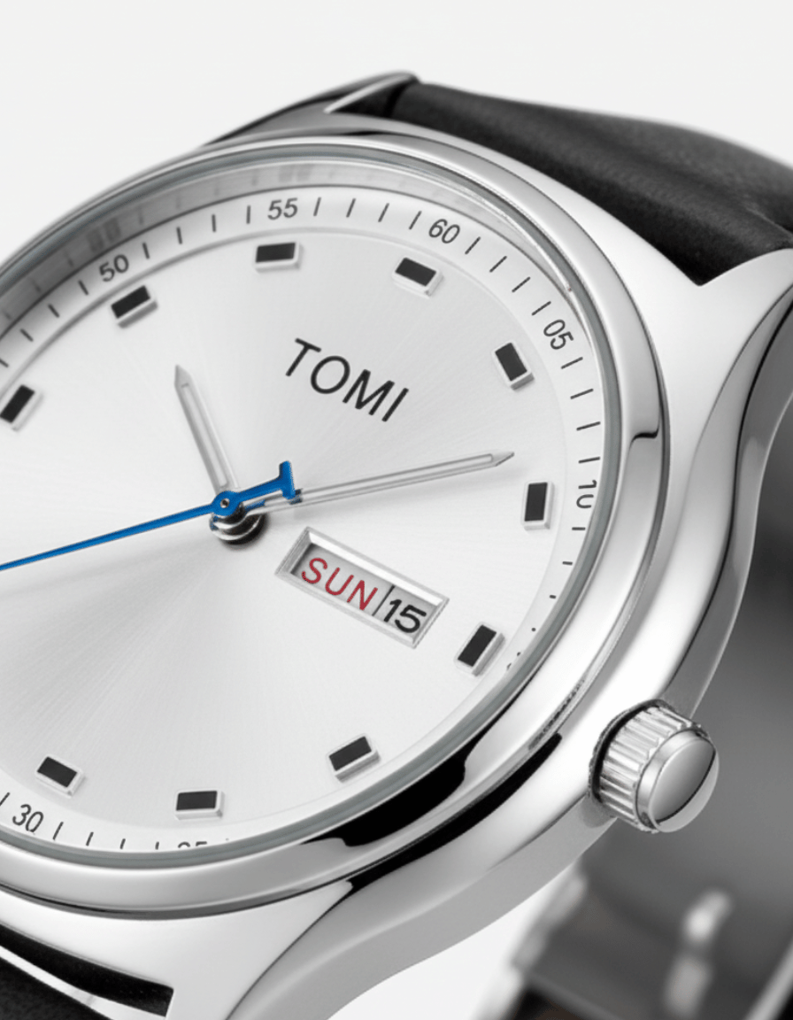 Daymark Silver Classic Analog Calendar Watch