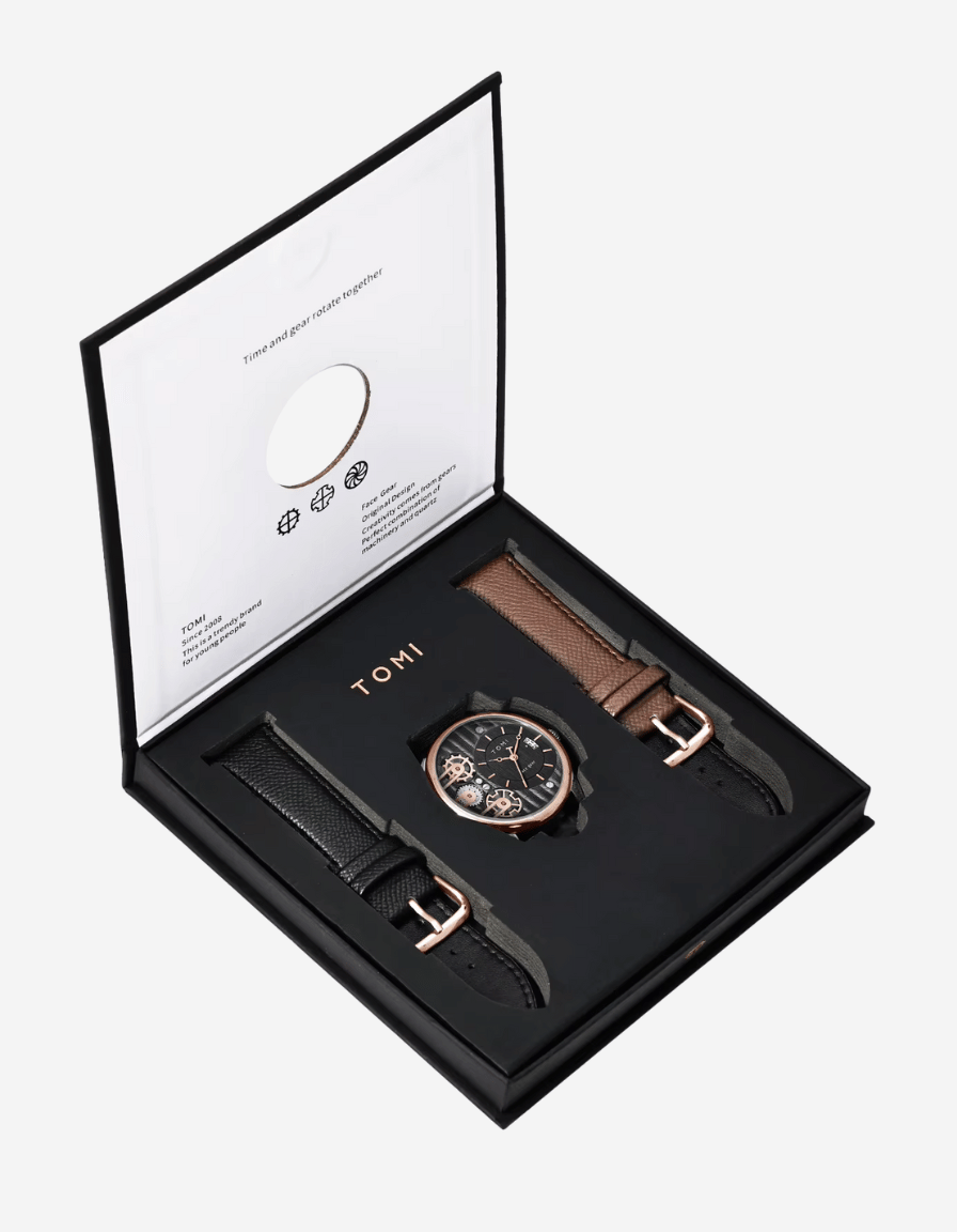 GearLine Rose Gold Gift Box Quartz Analog Watch with Two Straps