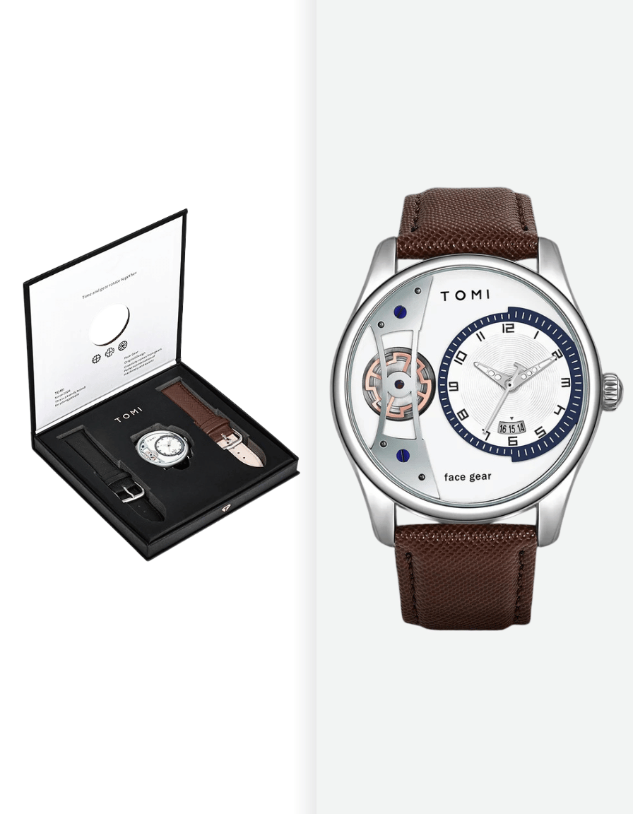 GearVista Silver Quartz Artistic Analog Watch With 2 Straps (Gift Box Edition)