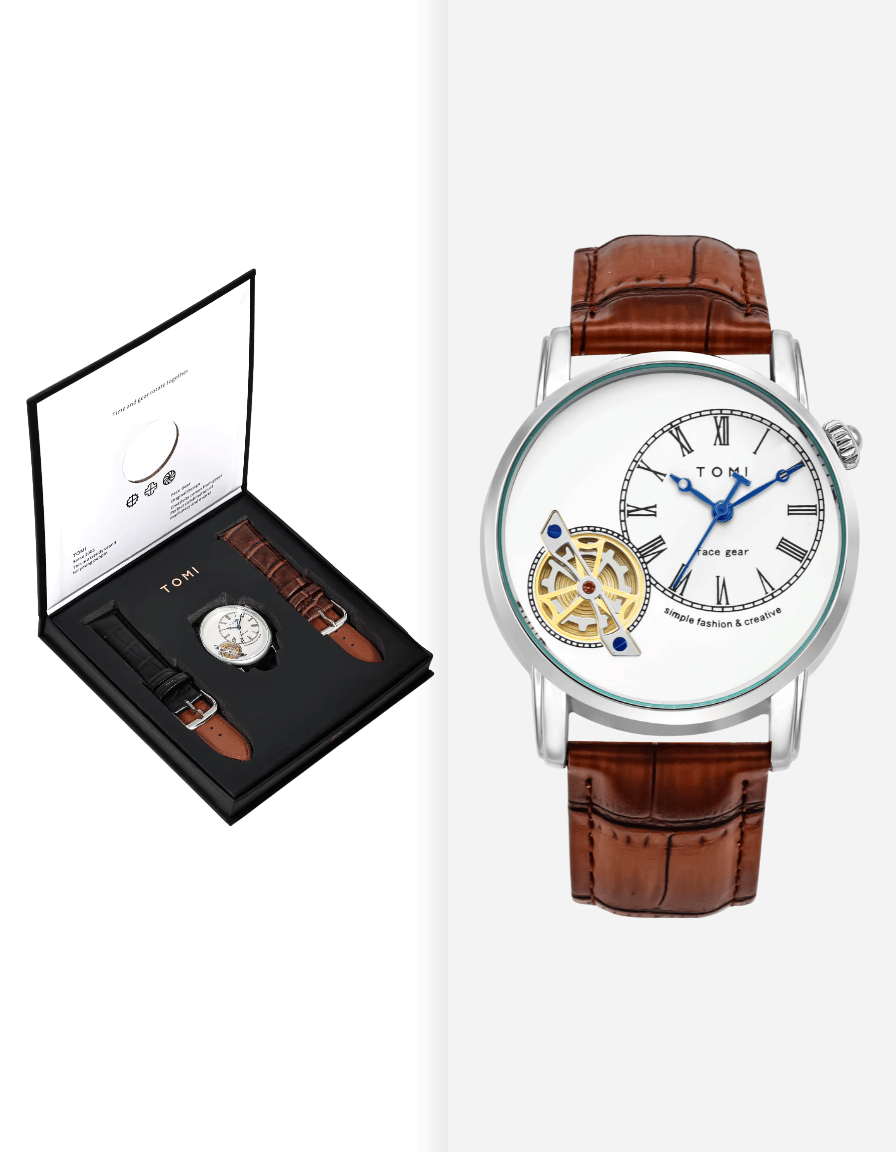 ImperialGear Silver Gift Box Quartz Analog with Two Straps