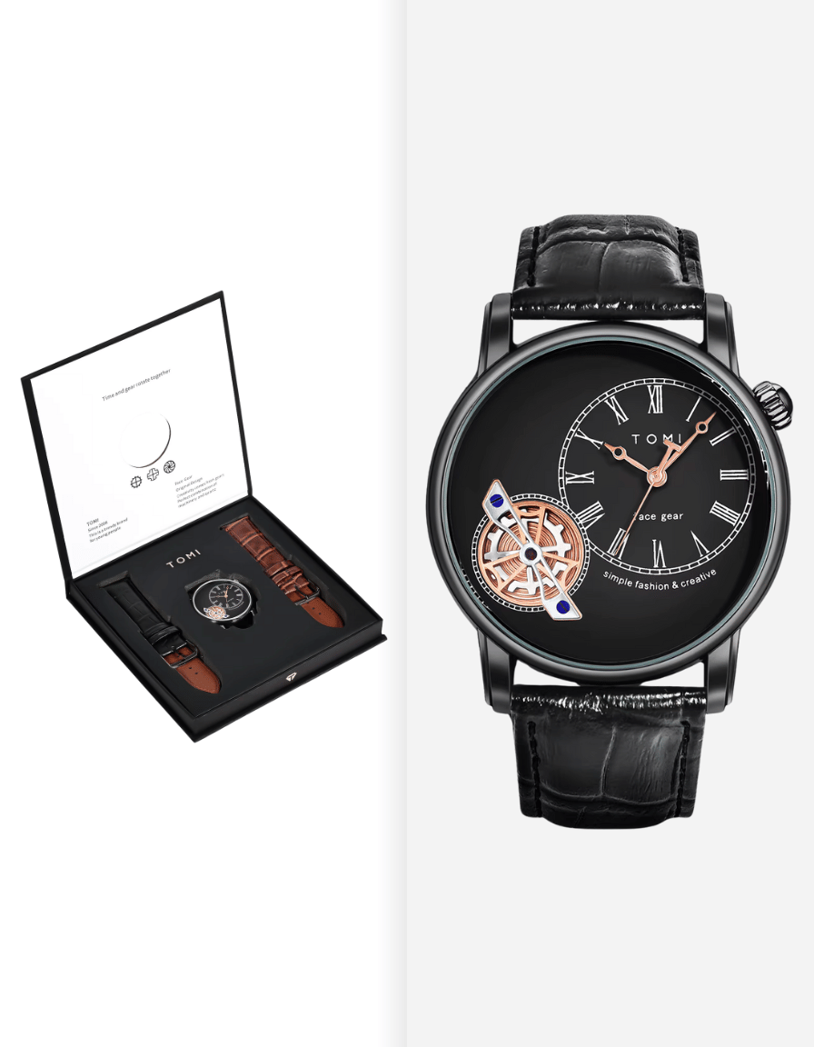ImperialGear Black Gift Box Quartz Analog with Two Straps