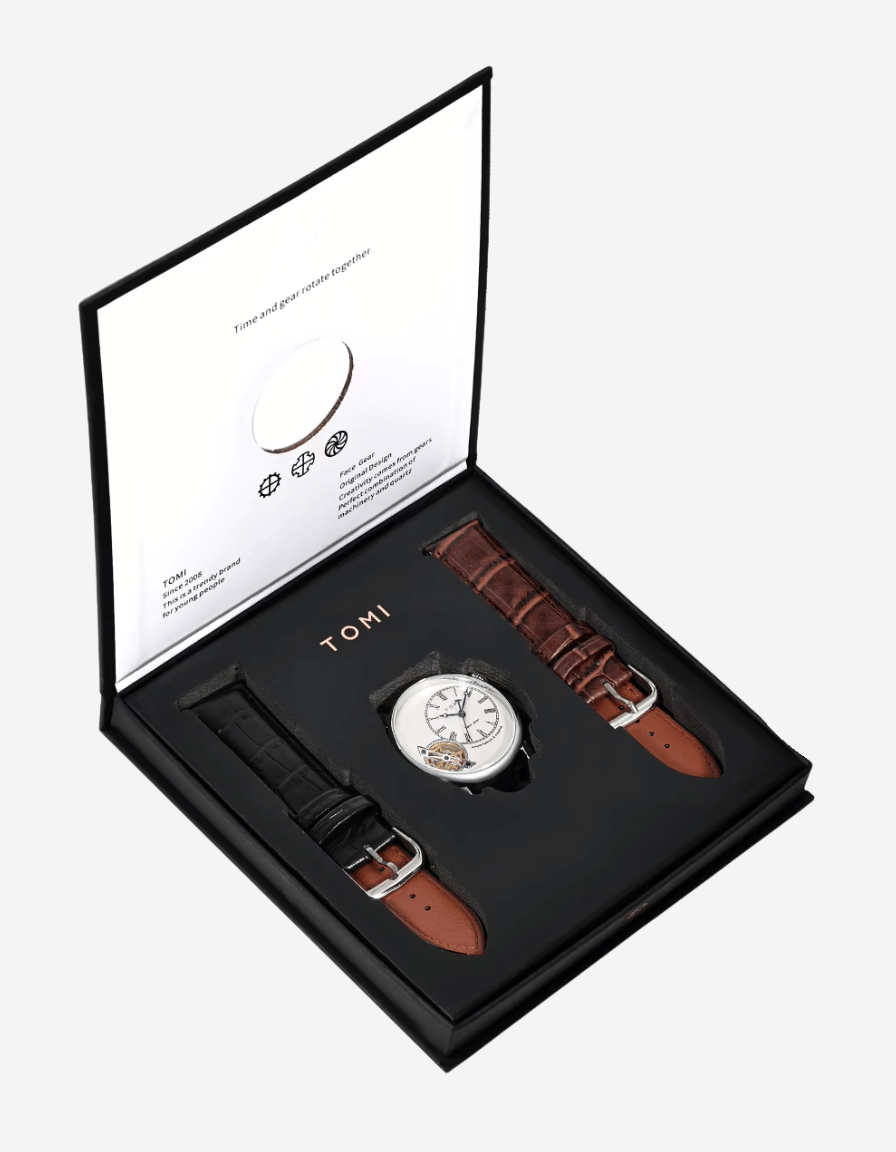 ImperialGear Silver Gift Box Quartz Analog with Two Straps